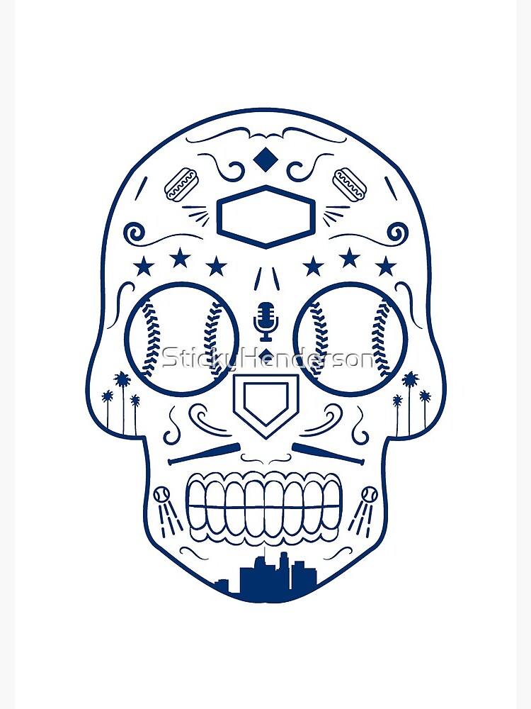 Los Angeles Baseball Sugar Skull Sticker Sticker for Sale by  DrDDesignsArts