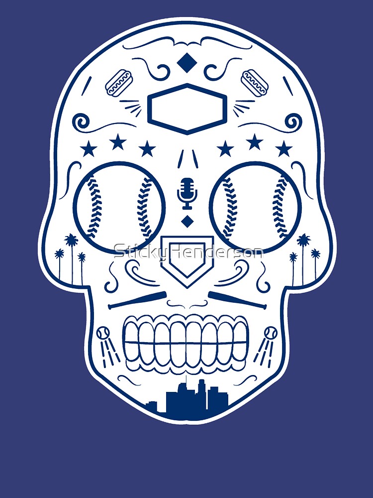 Los Angeles Baseball Sugar Skull Sticker for Sale by StickyHenderson