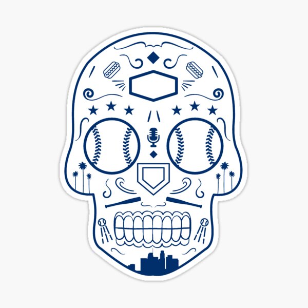 Los Angeles Baseball Sugar Skull Sticker for Sale by StickyHenderson