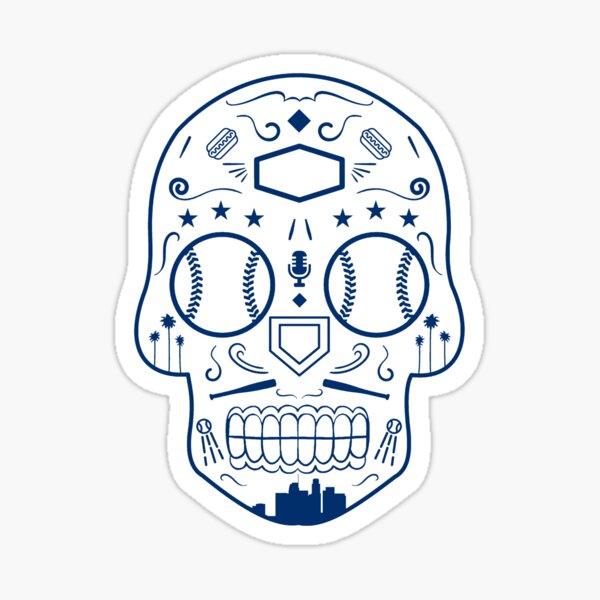 Los Angeles Baseball Sugar Skull Sticker for Sale by StickyHenderson