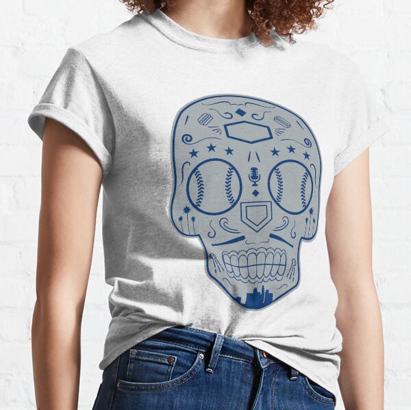 Los Angeles Dodgers Sugar Skull Tee Shirt Women's Medium / White