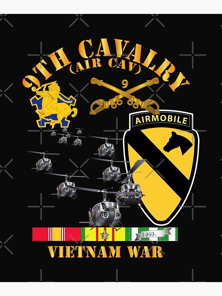 "Army - 9th Cavalry (Air Cav) - 1st Cav Division W SVC" Mounted Print ...