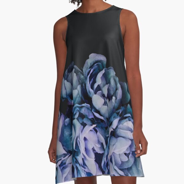 Punk Blau A-Linien Kleid