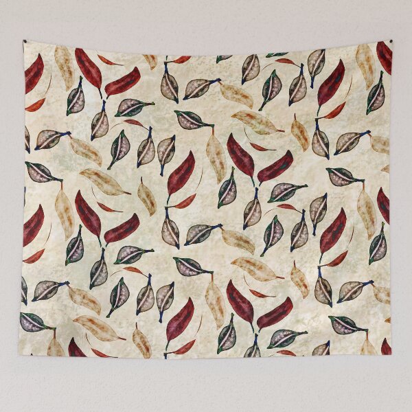 Item preview, Seed Pod and Leaf Neutral, Red, and Teal Print designed and sold by SandAndChi.