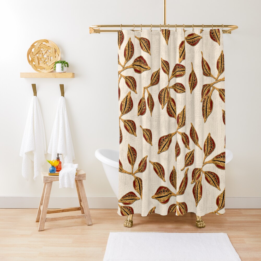 Golden Seed Pods Print Shower Curtain