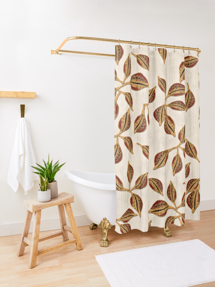 Alternate view of Golden Seed Pods Print Shower Curtain