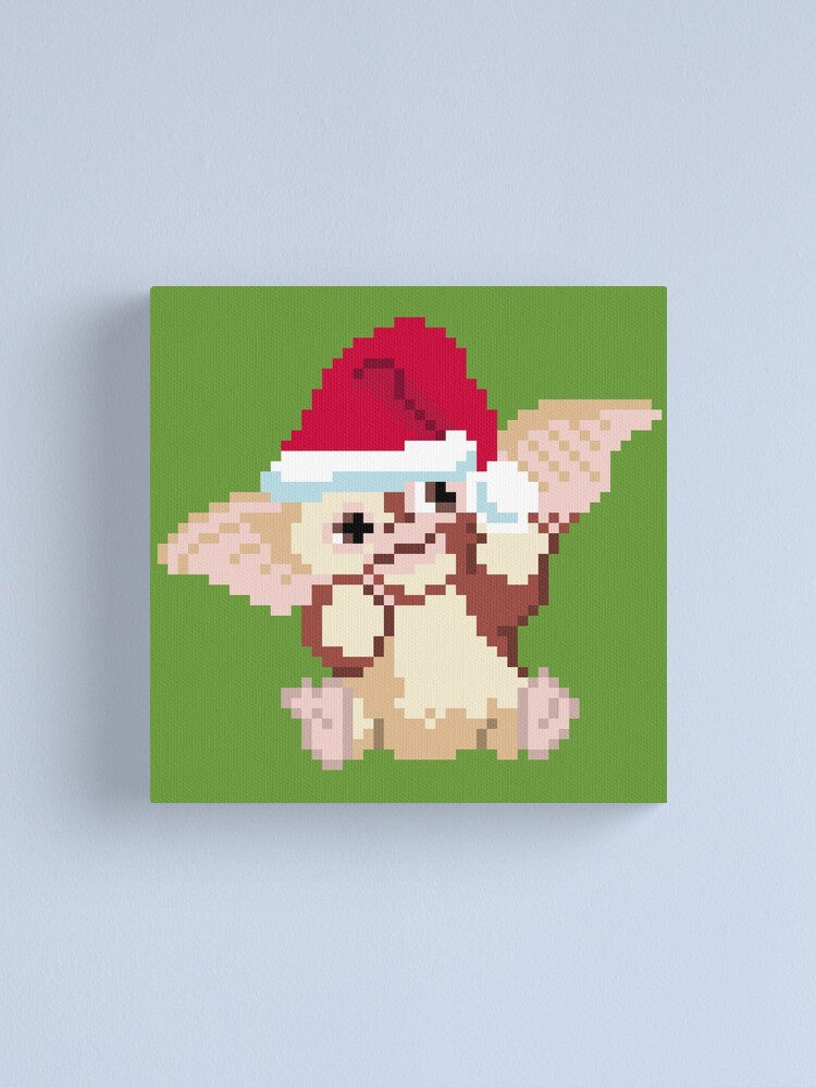 Alternate view of Christmas Gizmo Gremlins - 8 bit, Pixel, Block, Geometric, Red, Green, White, Xmas, Holiday, Happy, Merry, Bright, Santa, Hat    Canvas Print