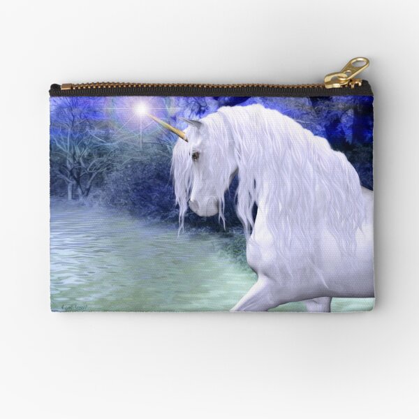Star .. a white unicorn Zipper Pouch