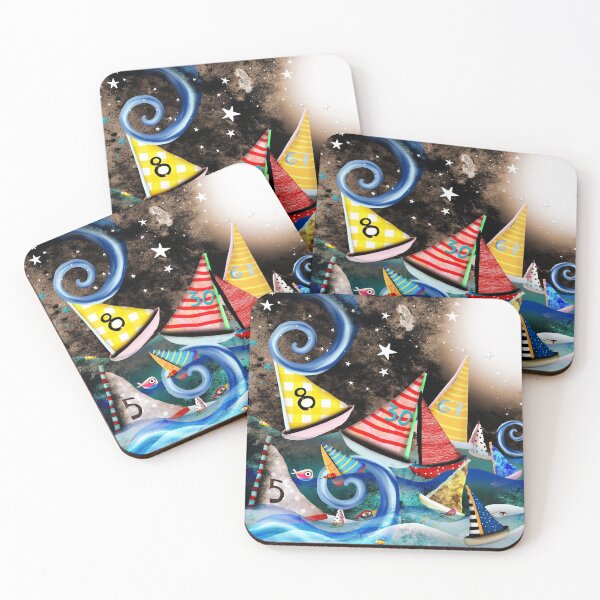 Artikelvorschau, Lass dich nicht runterziehen - Night Sailing - Watercolor Art Moonlight Night entworfen und verkauft von rupydetequila.