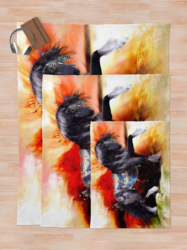 "Kachina Hopi Native American Spirit Horse" Throw Blanket for Sale by