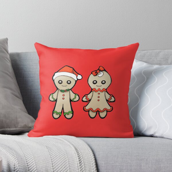 Gingerbread man and woman Throw Pillow