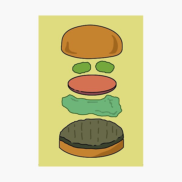 Item preview, "Deconstructed Burg" Deconstructed Burger Hamburger Lettuce Tomatoes Foodie Food Humor Silly Funny Pickles Bun designed and sold by CanisPicta.