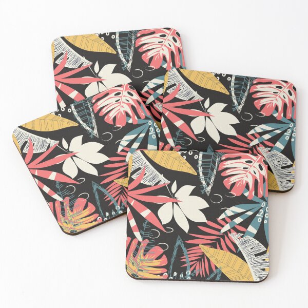 Item preview, Vintage Style Tropical Leaves - Gold, Coral designed and sold by pugmom4.