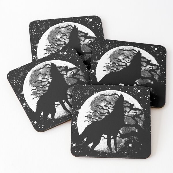 Item preview, WOLF MOON TREE STARS IN BLACK AND WHITE designed and sold by Overthetopsm.