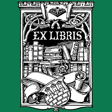 Ex Libris with Library and Shield Sticker for Sale by Greenbaby