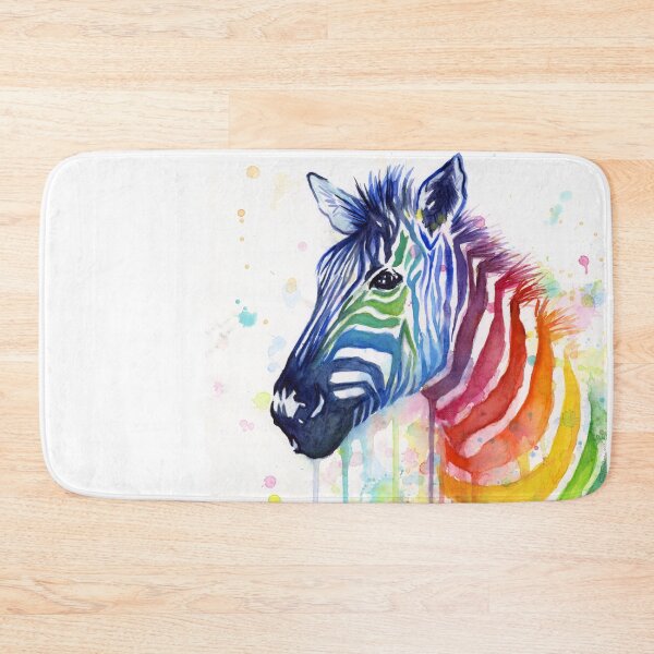 Item preview, Rainbow Zebra Watercolor Animal Painting designed and sold by Olga Shvartsur.