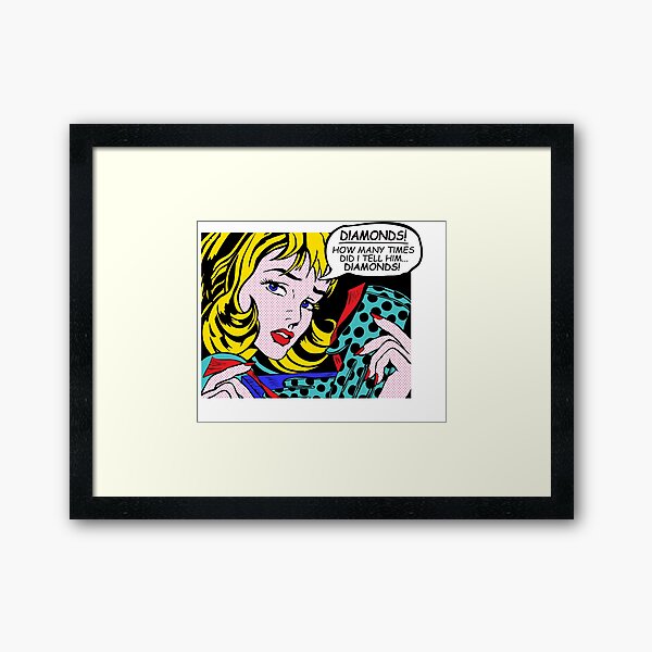 Roy Lichtenstein Comic Art - Girl with Gloves Framed Art Print