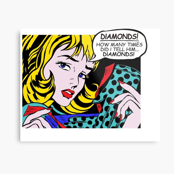 Roy Lichtenstein Comic Art - Girl with Gloves Metal Print