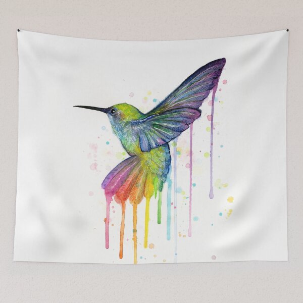Item preview, Hummingbird Watercolor Rainbow designed and sold by Olga Shvartsur.