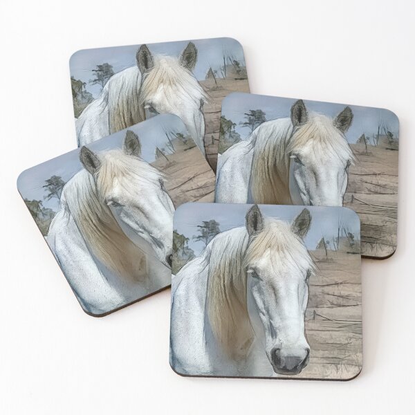 Item preview, White Horse Coaster designed and sold by sandraanderson.