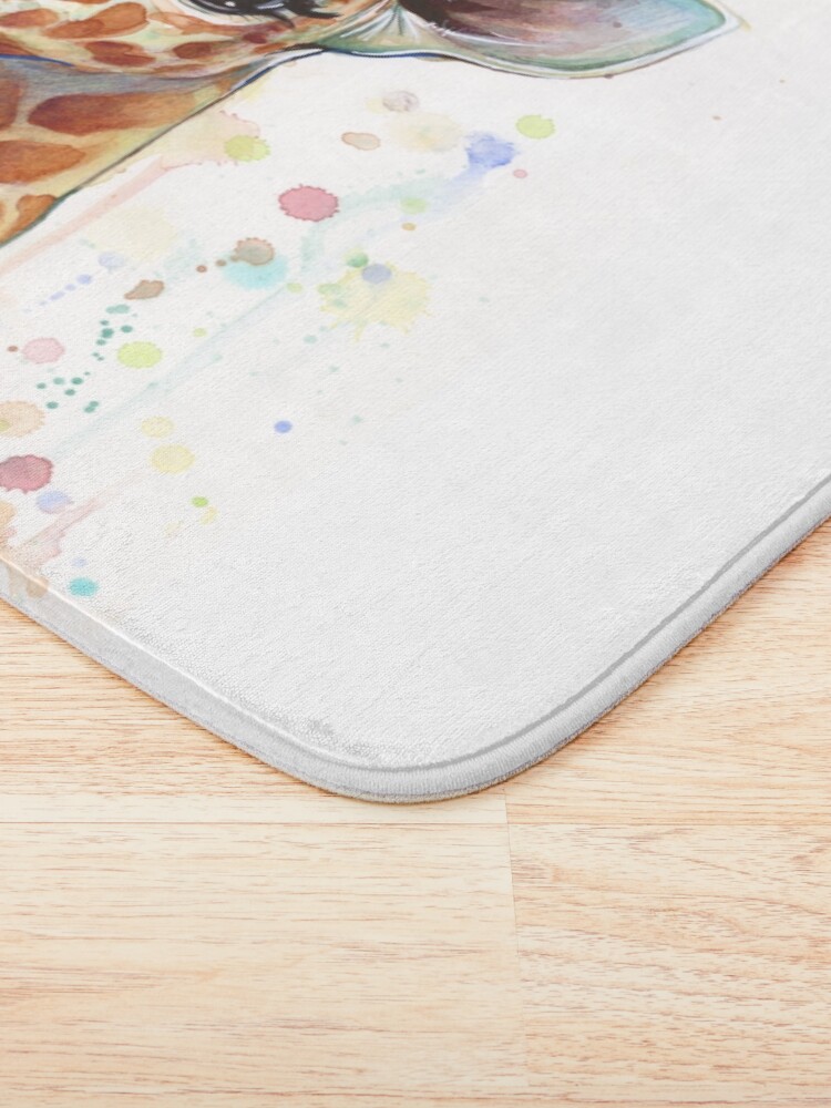 Alternate view of Baby Giraffe Watercolor Painting, Nursery Art Bath Mat