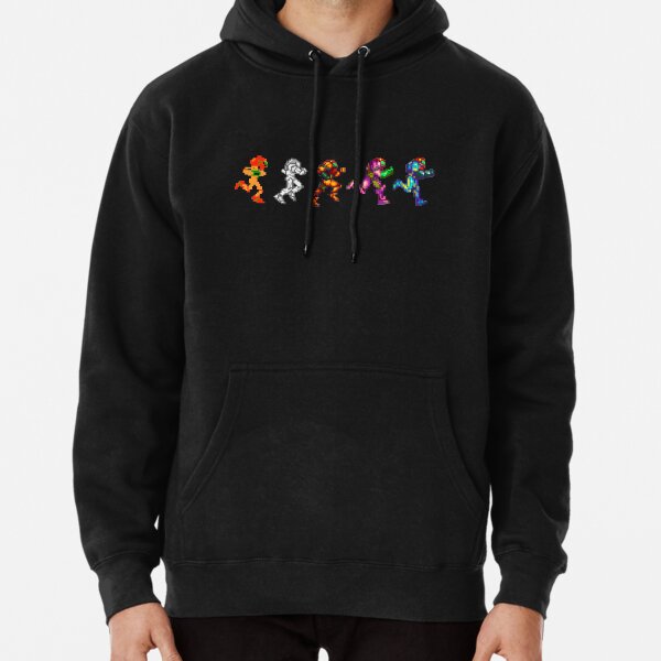 Evolution of Samus | Metroid 2D Pixel Art Sprites | Retro Nintendo Pullover Hoodie