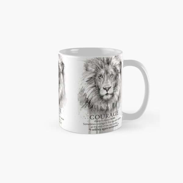 Aperçu de l'œuvre Citation de courage Lion motivation aquarelle créée et vendue par Olga Shvartsur.