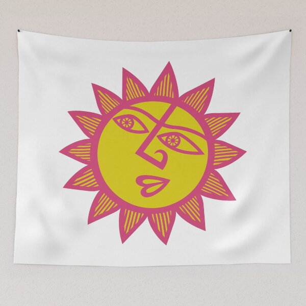 Item preview, Original Happy and Smirky Sun Looking Up Design (full fuchsia pink and yellow) designed and sold by wariana.