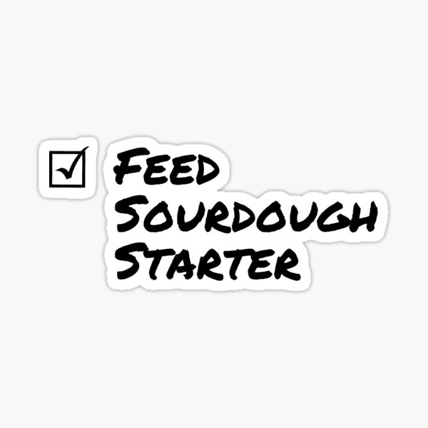 Vista previa del artículo con la obra «Lista de verificación de la masa madre para alimentación con texto blanco sobre fondo negro», diseñado y vendido por aDlij.