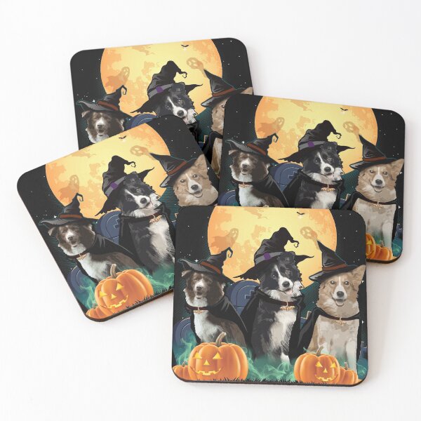 Aperçu de l'œuvre Border Collies Halloween créée et vendue par TeeDoozy.