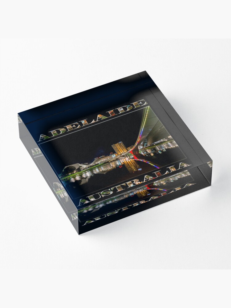 Alternate view of Adelaide Riverbank at Night (poster on black) Acrylic Block