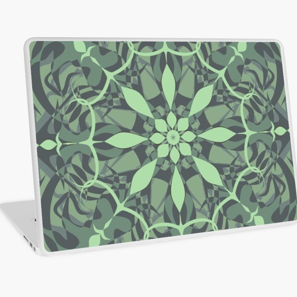 Grünes Blumenmandala 0001 Laptop Folie