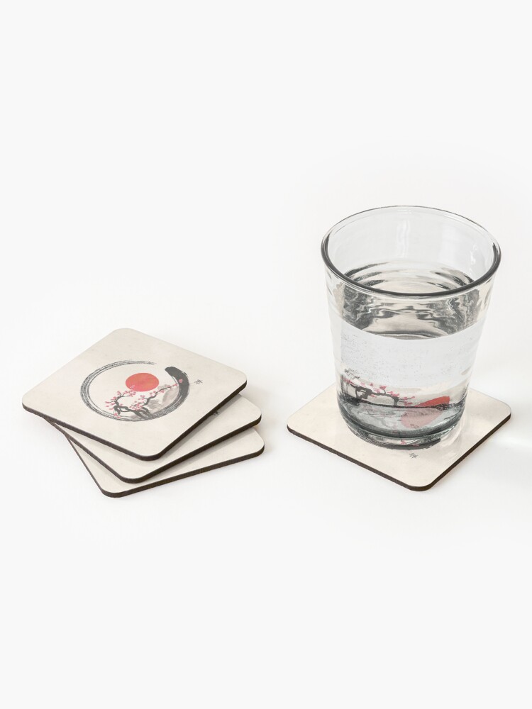 Alternate view of Zen Enso Circle and Sakura Tree Coasters (Set of 4)