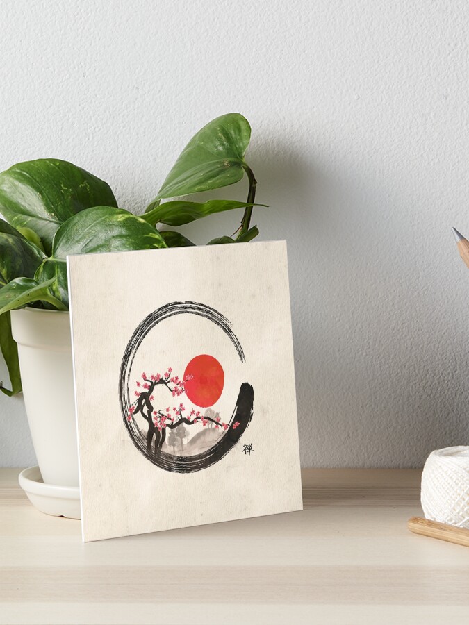 Zen Enso Circle and Sakura Tree 
