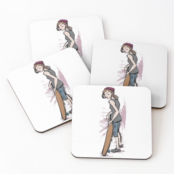 Item preview, Girl with a longboard designed and sold by motylanoga.