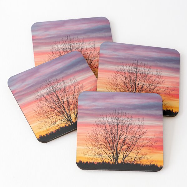 Item preview, Tree silhouette and beautiful vibrant sunset clouds designed and sold by Juhku.