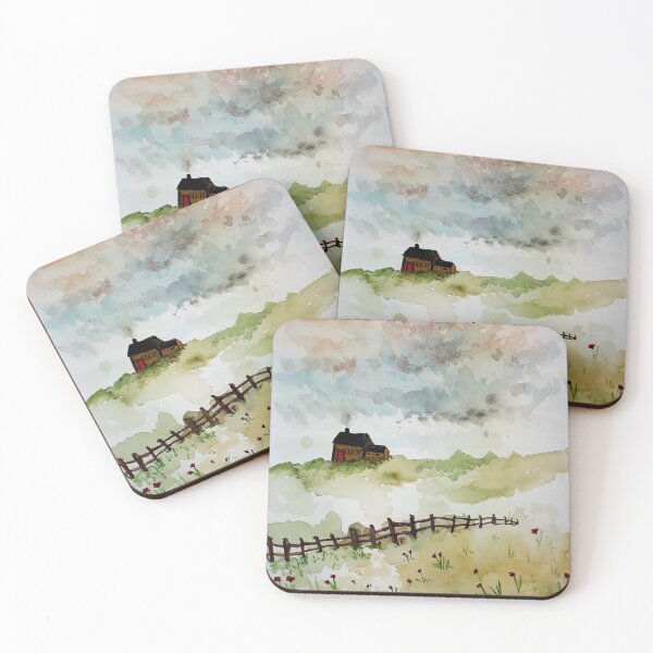 Watercolour House Coasters (Set of 4)