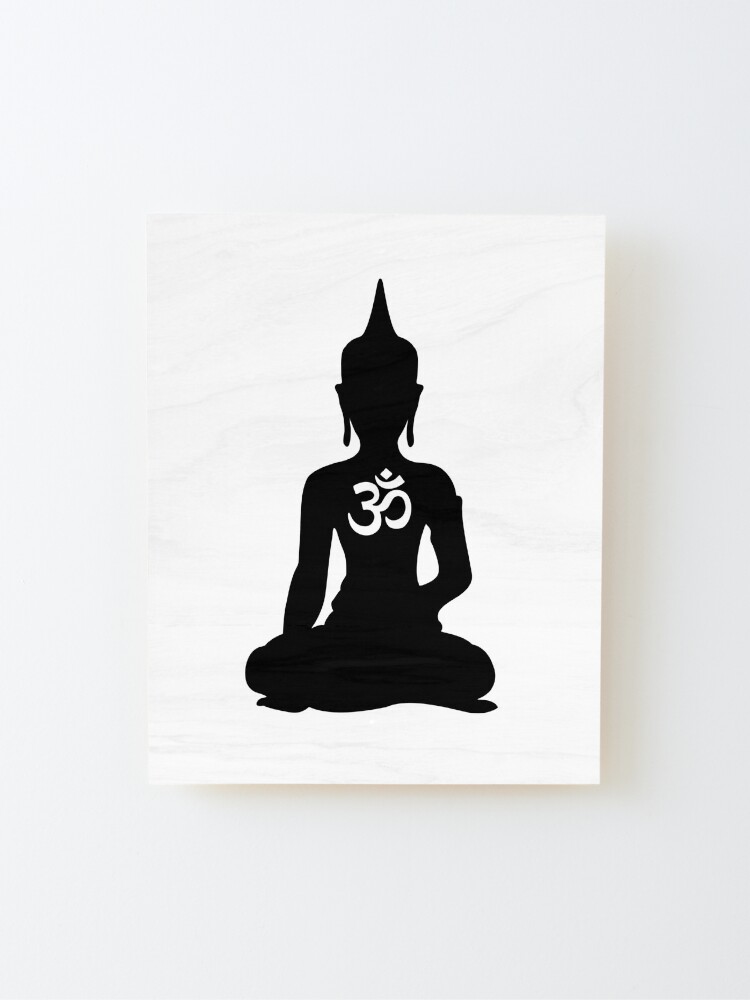 Simple Buddha with Hindu Om Symbol Mounted Print for Sale by