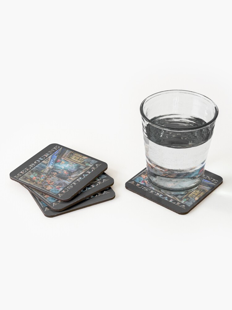 Alternate view of Deckard's Lane (poster on black) Coasters (Set of 4)
