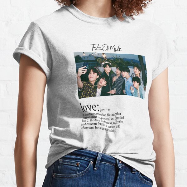 BTS T-shirt Kpop T-shirt Women T-shirt Women Shirt  Save Me Song of BTS Japanese Gold Fish Song Write Women Size T-shirt