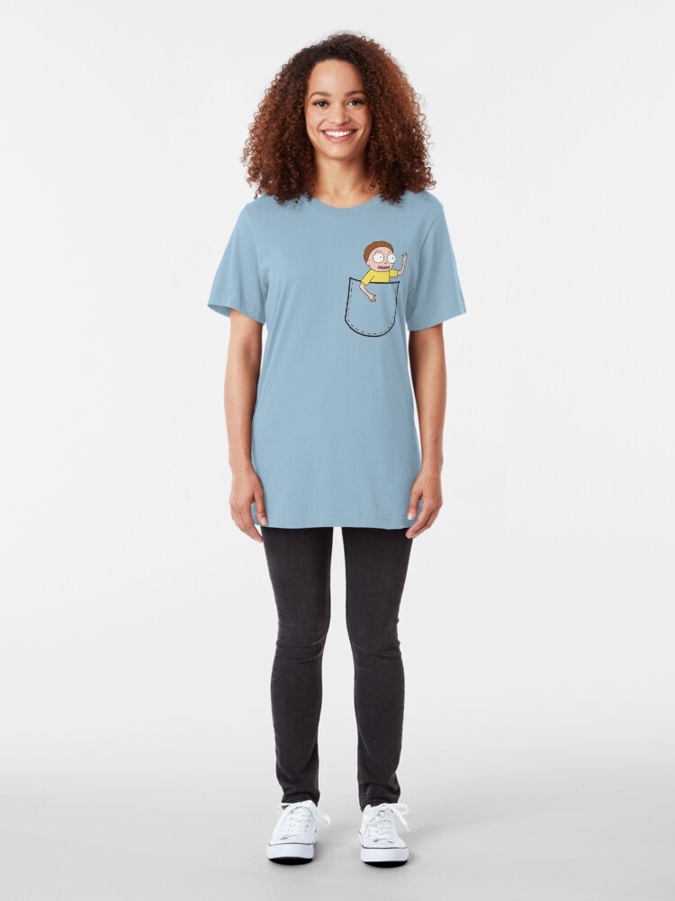 Alternate view of Rick & Morty Pocket Morty Slim Fit T-Shirt