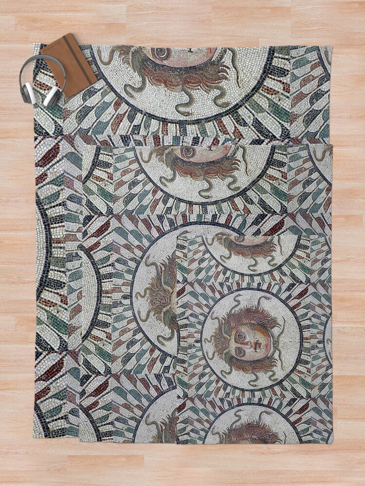 "Ancient Greek mosaic Medusa" Throw Blanket by ghjura Redbubble