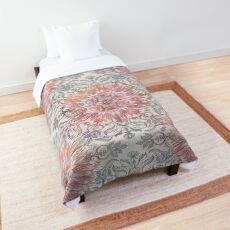 Autumn Spice Mandala in Coral, Cream and Rose Comforter