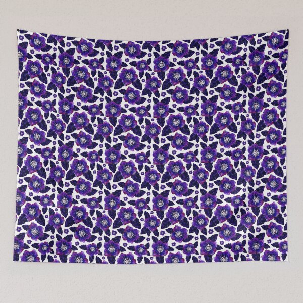 Item preview, Dark Blooms Floral Pattern On White  designed and sold by Negin Mf Designs.