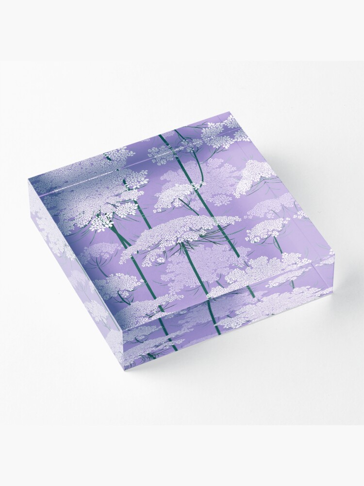 Alternate view of Romantic Queen Annes Lace Pattern | Violet Acrylic Block
