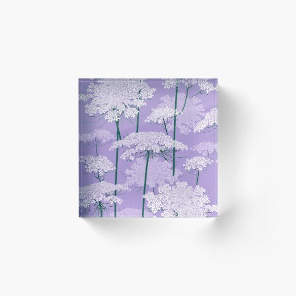 Romantic Queen Annes Lace Pattern | Violet Acrylic Block