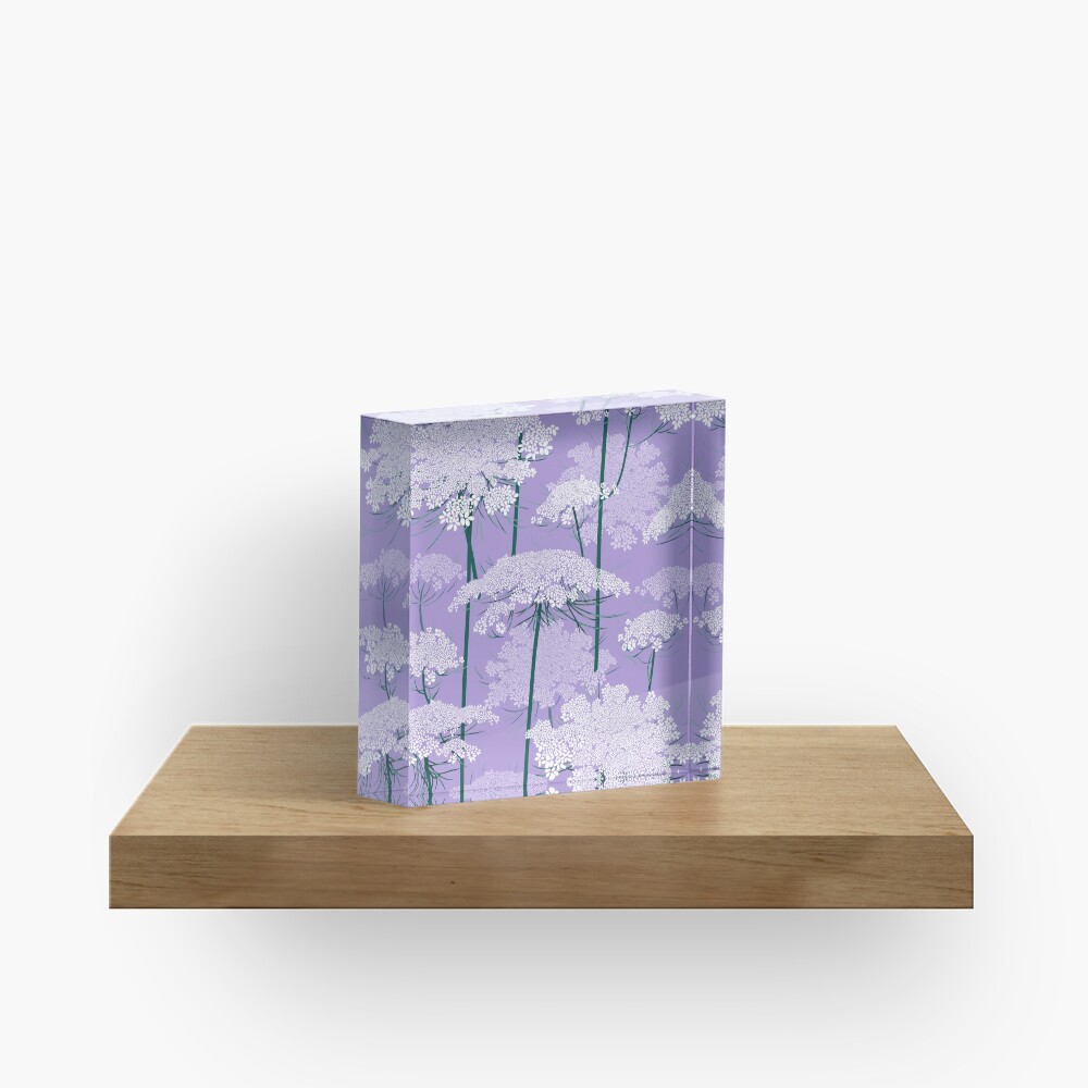 Romantic Queen Annes Lace Pattern | Violet Acrylic Block
