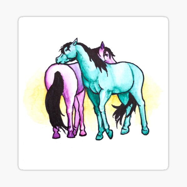 Two Horses Sticker