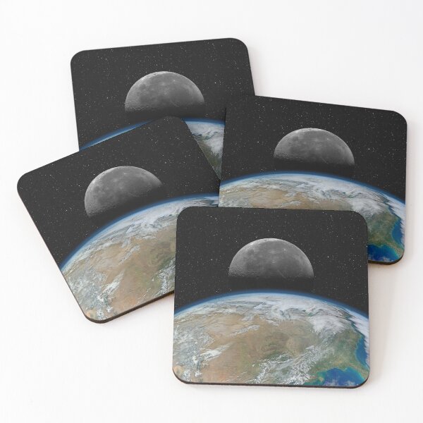 Item preview, Planet Earth and Moon against dark starry sky designed and sold by Lukasz Szczepanski.