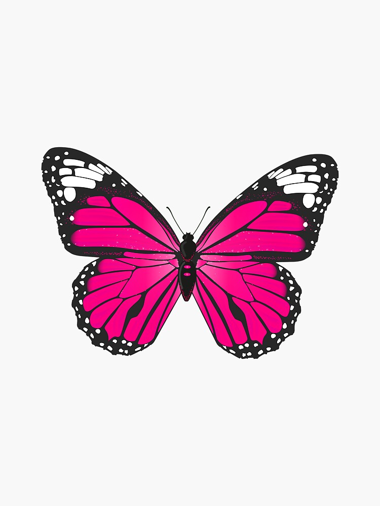 Hot Pink Butterfly Sticker For Sale By Emmagsheehan Redbubble